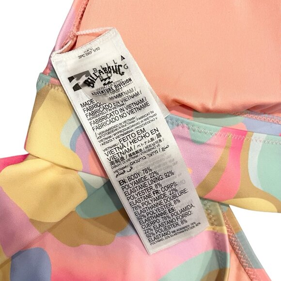 Billabong Pretty Groovy Bikini Set High Waisted Retro Pink Pastel 3 PC Size S/M - Picture 8 of 9